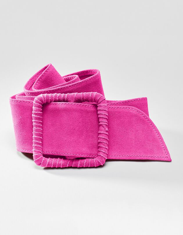 Brede riem in splitleer (fuchsia)