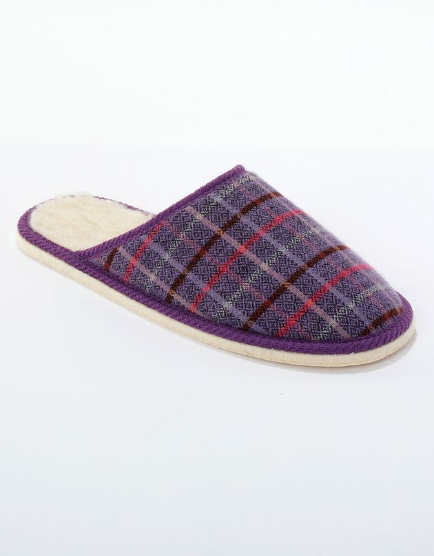 Mules plates silencieuses - imprimé carreaux (violet)