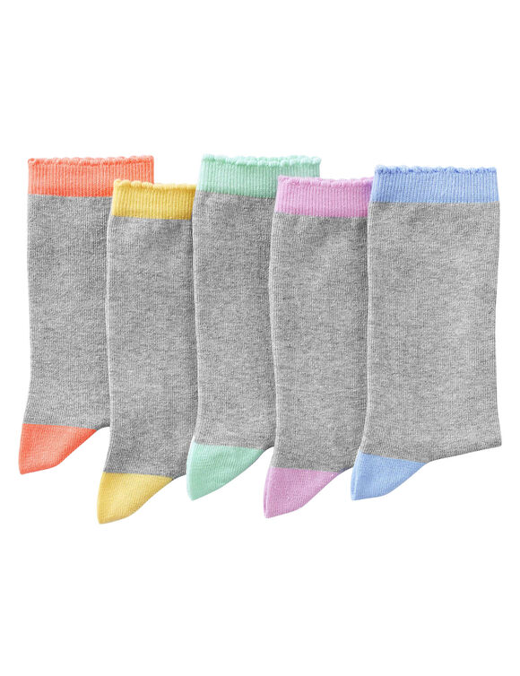 Mi-chaussettes contrast&eacute;es - lot de 5 paires (gris chin&eacute;)