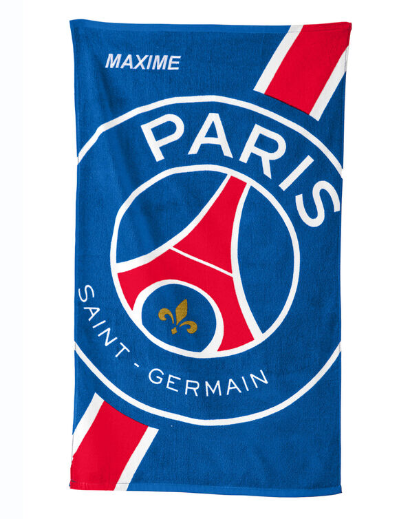 Drap de bain enfant PSG® personnalisable, éponge et velours coton - 320g/m2  (bleu)