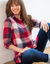 Lang hemd in flanel met grote ruiten (kersenrood / marine)