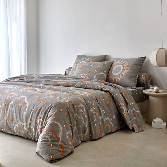 Linge de lit Helios en coton imprimé (gris)