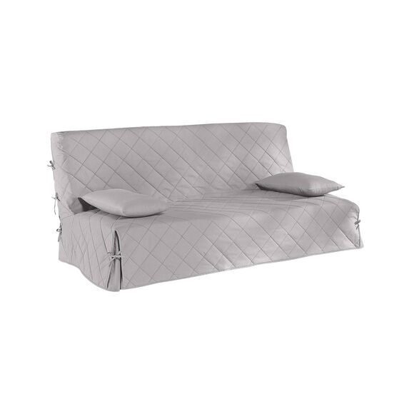 Housse clic-clac standard matelassée coton bachette uni (gris perle)