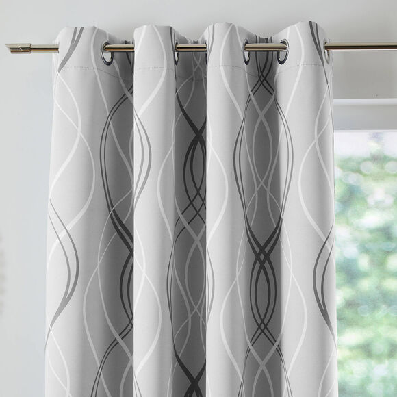Verduisterend gordijn met golvende motieven (grijs)