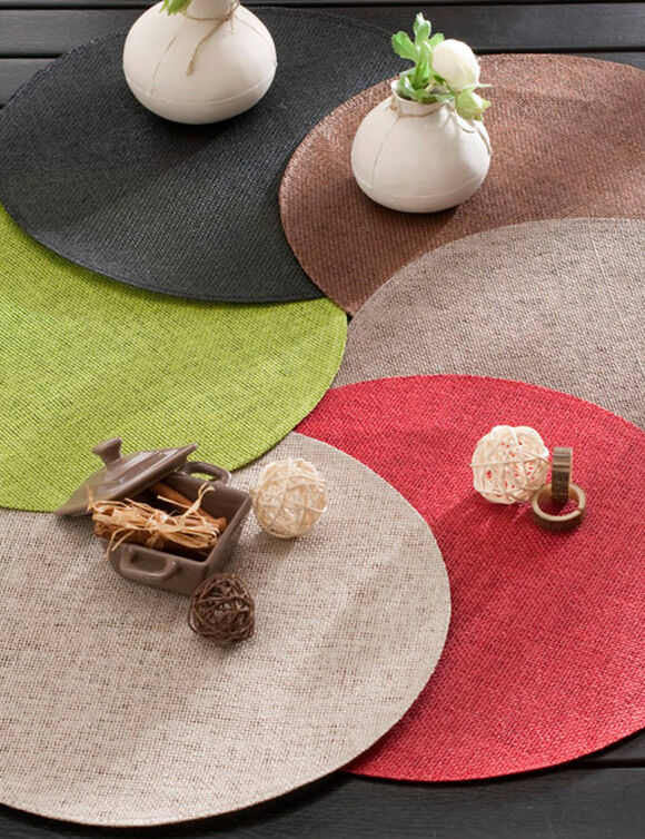 Ronde placemat in bamboe - Set van 4 (taupe)