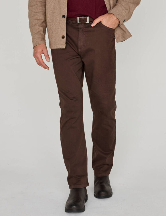 Pantalon droit 5 poches &eacute;lastiqu&eacute; c&ocirc;t&eacute;s - L28 (marron)