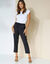 Pantalon 7/8ème fuselé uni, tissu fluide (noir)
