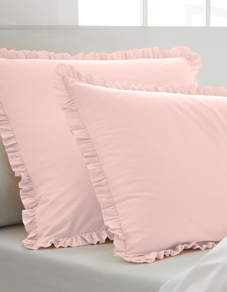 Linge de lit uni percale (rose poudré)