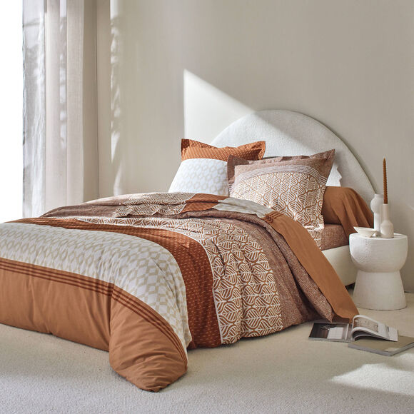 Linge de lit Tommy imprim&eacute; g&eacute;om&eacute;trique - coton (caramel)