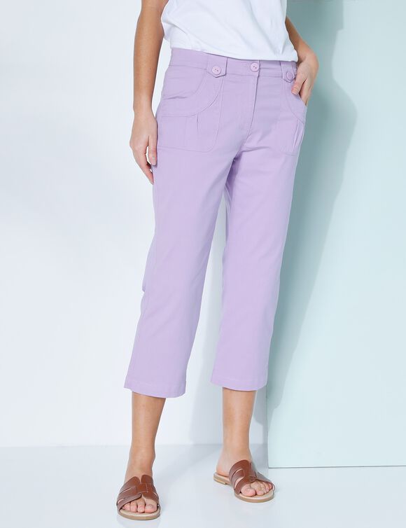 Pantacourt droit stretch (parme)