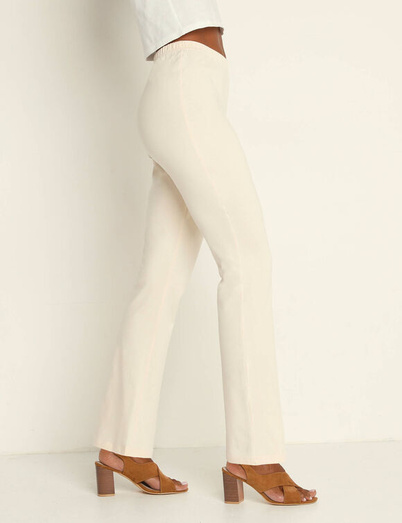 Legging bootcut uni, taille élastiquée (écru)