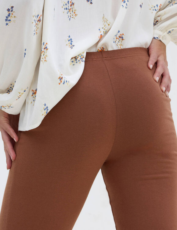 Legging bootcut uni, taille élastiquée (noisette)