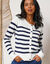 Gestreepte cardigan met knopen (ecru / marine)