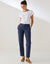 Pantalon coupe mom coton-lin uni (marine)