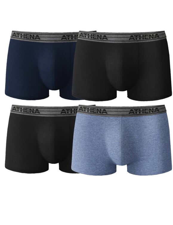 Shorty Basic Coton - set van 4 (zwart + blauw + jeans)