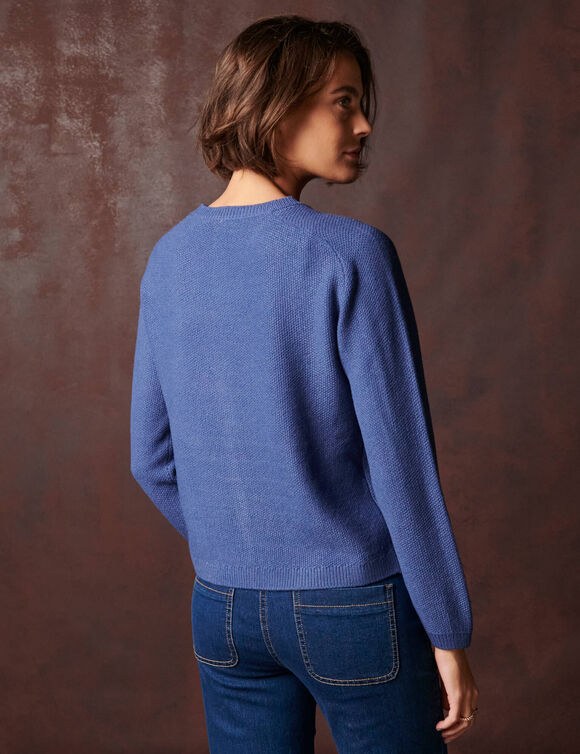 Trui met hamersteel en fantasiebreisel (denim blauw)
