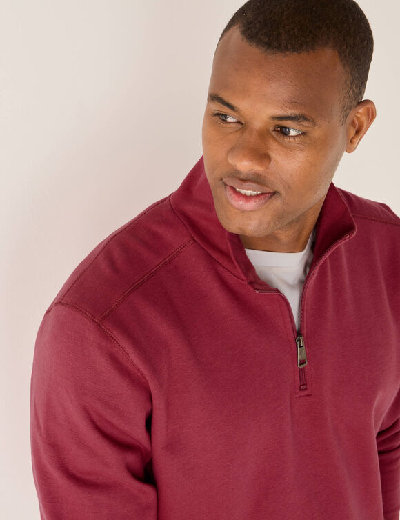 Sweat molleton col camionneur zippé (rose foncé)