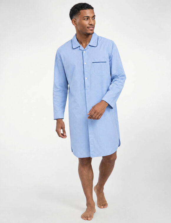 Liquette pyjama unie popeline coton (bleu ciel)