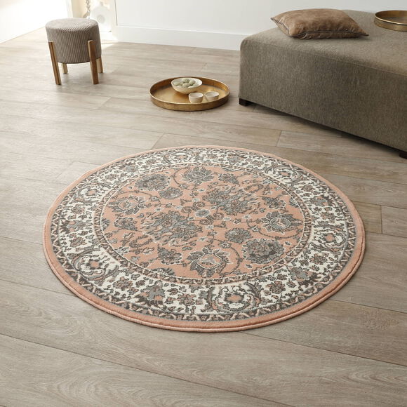 Tapis rond motifs perse (rose)