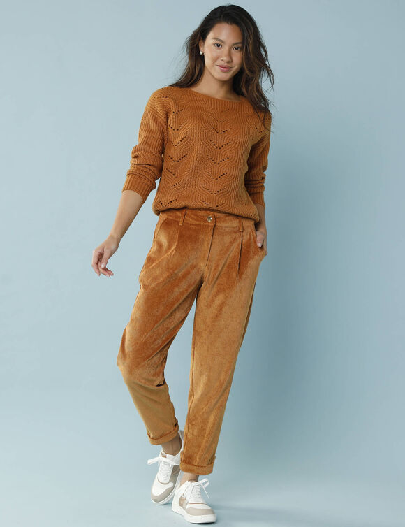 7/8-broek in velours, kleine lengtes (honing)