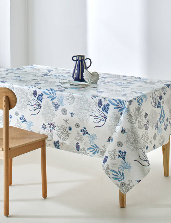 Tafellaken in toile cir&eacute;e met onderwaterprint (blauw)