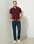 Effen polo in piqu&eacute;tricot met korte mouwen (bordeaux)
