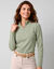 T-shirt col montant zipp&eacute; uni, manches longues (vert amande)