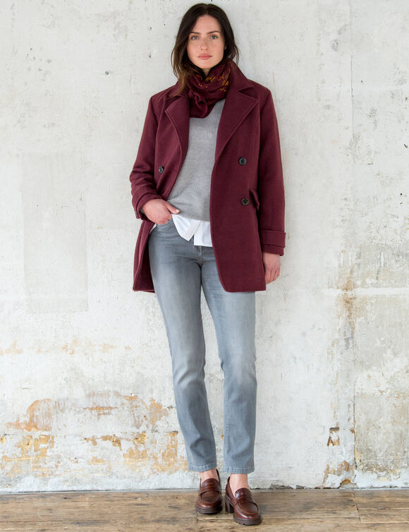 Effen cabanjack met knopen (bordeaux)
