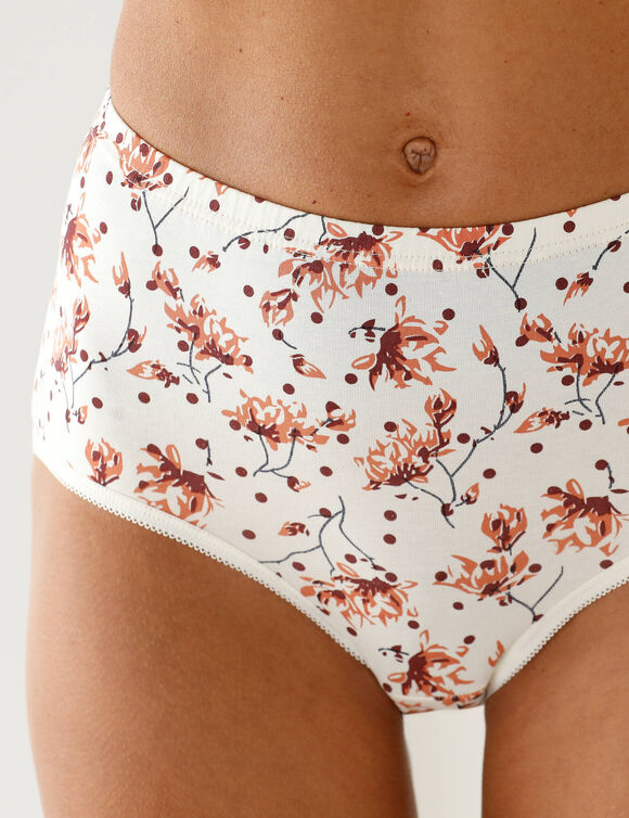 Culotte coton forme maxi unie et imprimée fleur - lot de 7  (bordeaux / marine)