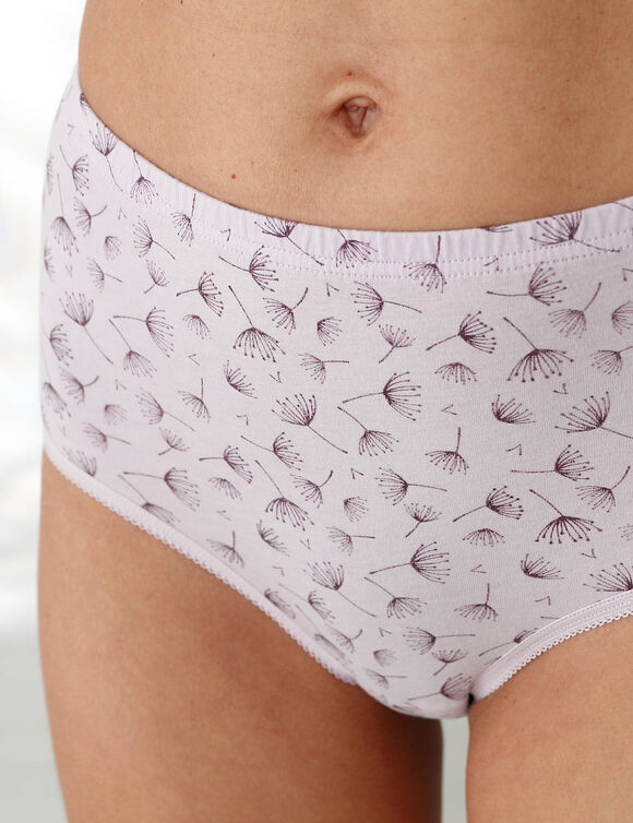 Culotte coton forme maxi unie prune et imprim&eacute;e pissenlit - lot de 7  (prune / parme)