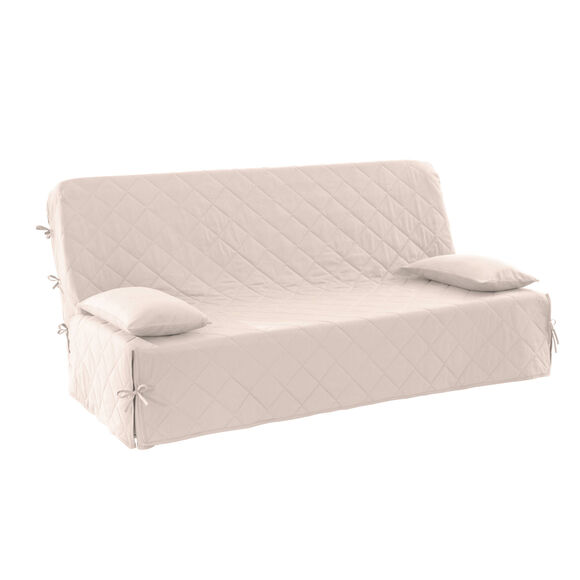 Housse clic-clac standard matelassée coton bachette uni (sable)