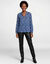 Blouse pliss&eacute;e imprim&eacute; fleuri, voile (marine / bleu)