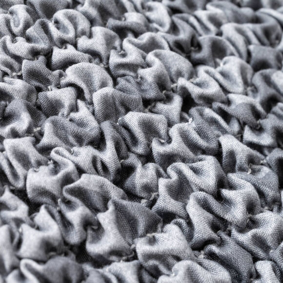 Housse bi-extensible microfibre gaufrée graphique pour fauteuil et canapé (gris)