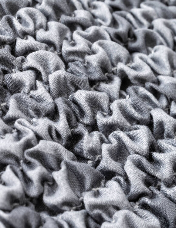 Bi-rekbare, grafische hoes in gewafelde microvezel voor fauteuil en zetel (grijs)
