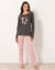 Pyjama met 'kat' print (chiné grijs / roze)