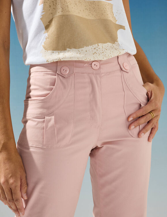 Pantacourt droit stretch (rose poudré)