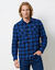 Flanel overhemd met geruite ruit (blauw / marine)