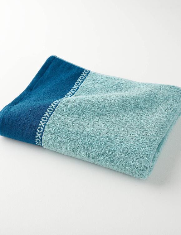 Collectie badhanddoeken 420 g/m2, geweven fantasie sierrand (watergroen)