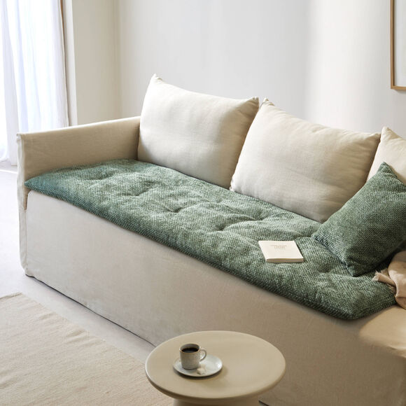 Lang zitbankkussen, chenilleweefsel (groen)