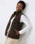 Mouwloos jack met ritssluiting en hoge kraag, van fleece (chocolade)