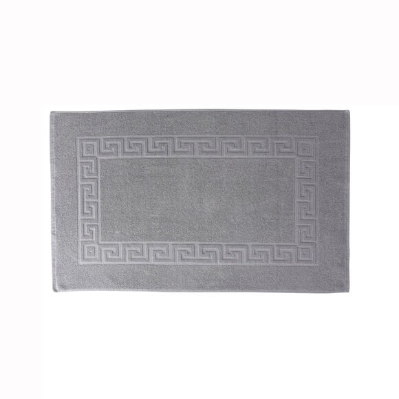 Tapis de bain éponge liteau motif frise grecque (gris moyen)