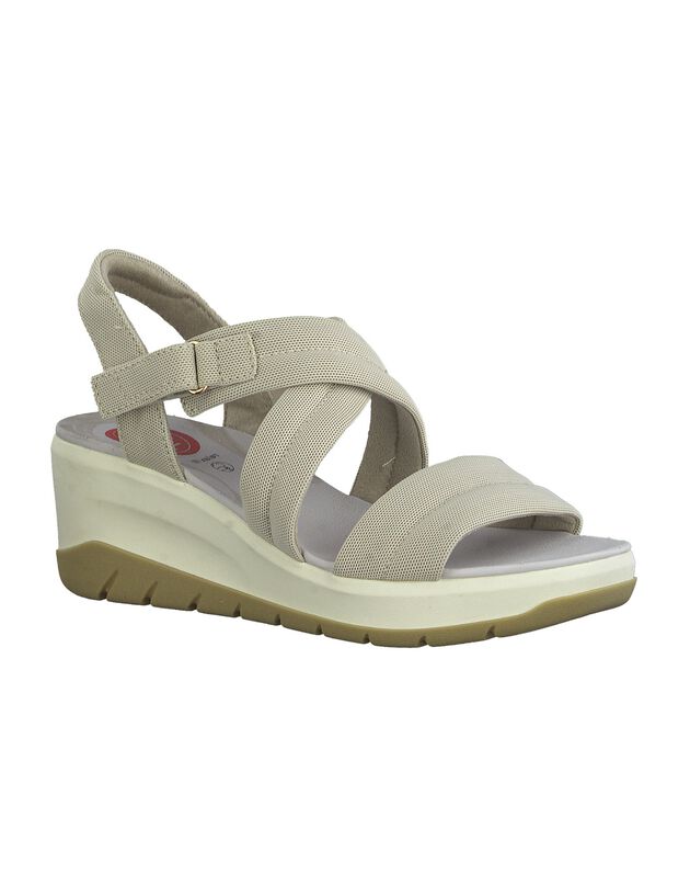 Sandalen met sleehak en sportlook (beige)
