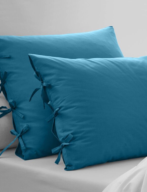 Linge de lit uni - percale de coton 72 fils/cm&sup2; (bleu paon)