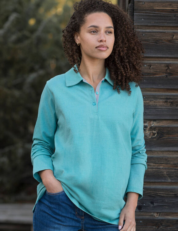 Polo bicolore maille jersey (vert gris&eacute; / gris)