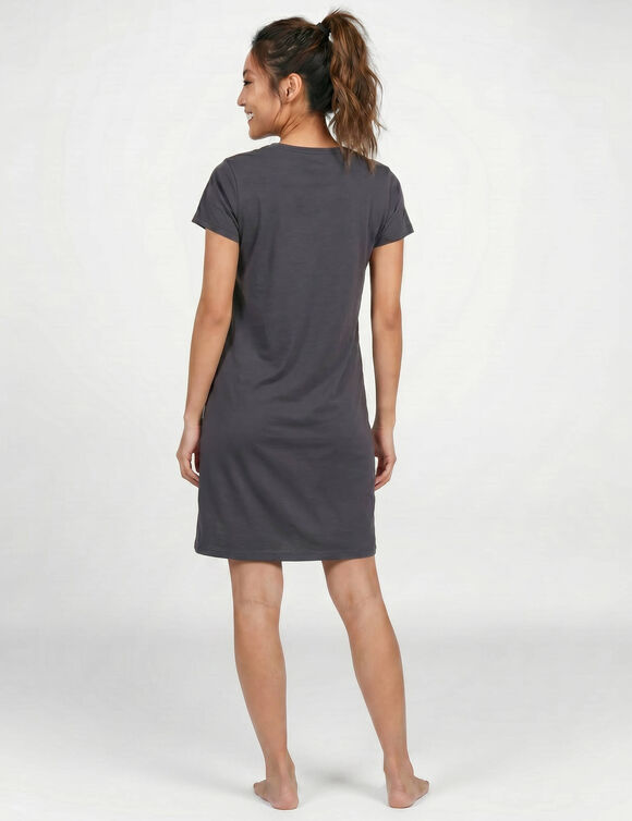 Chemise de nuit courte coton imprim&eacute; banquise, manches courtes (ardoise)