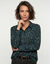 Tweekleurige blouse bedrukt, van cr&ecirc;pe (zwart / eendenblauw)