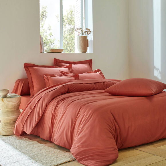 Linge de lit uni coton  (terracotta)