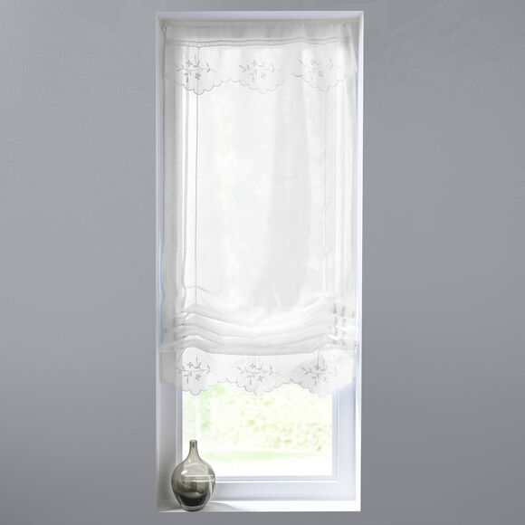 Glas met geborduurd macram&eacute; en roede-doorvoer (wit)