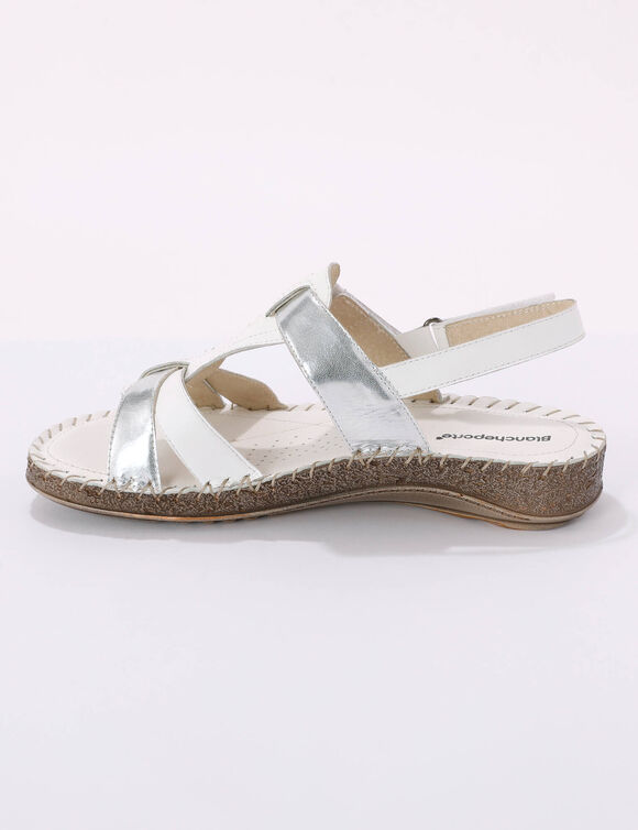 Sandales bicolores en cuir extra souple (blanc)