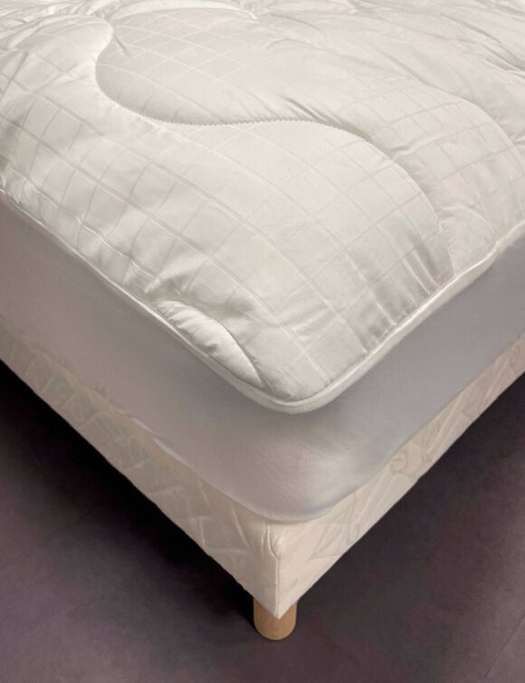 Topdekmatras Luxe Royal, tijk in katoensatijn (wit)